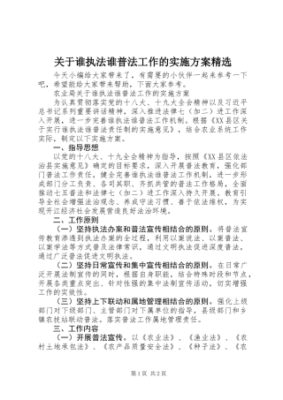关于谁执法谁普法工作的实施方案精选