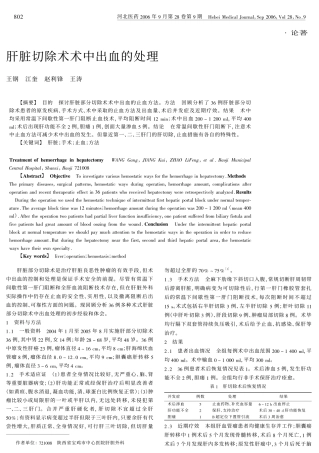 肝脏切除术术中出血的处理