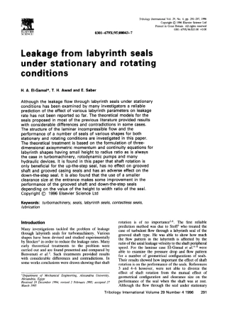 静止和转动条件下的迷宫密封泄漏