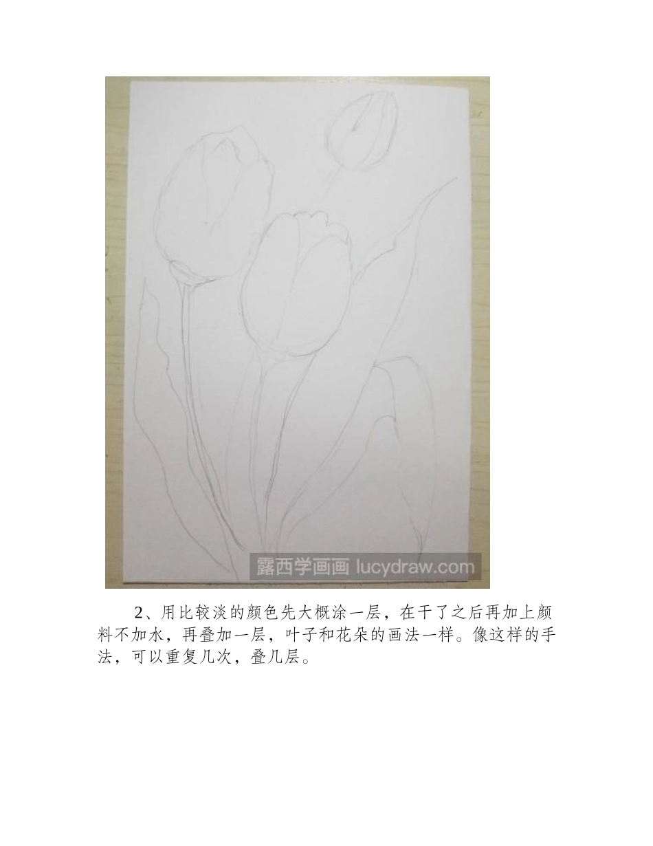 玫瑰花水彩画绘画步骤水彩画教程_第2页