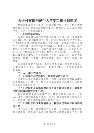 关于村支部书记个人年度工作计划范文