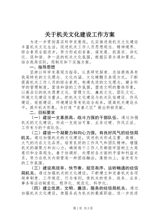 关于机关文化建设工作方案