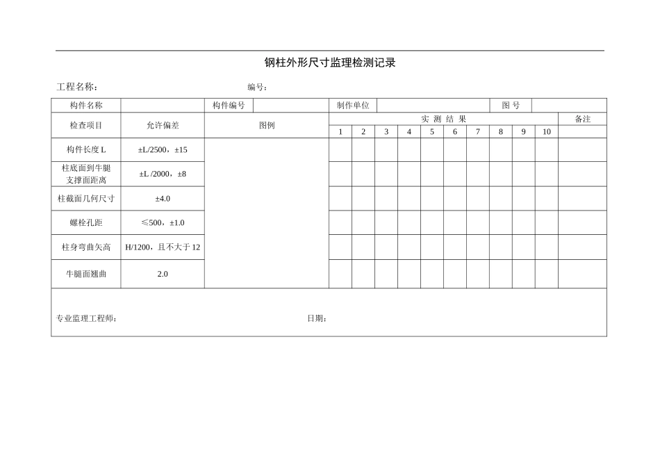 钢结构实测实量监理用表_第1页