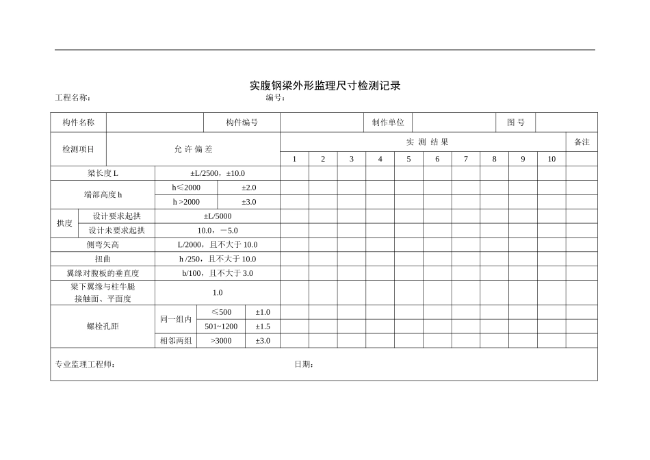 钢结构实测实量监理用表_第2页