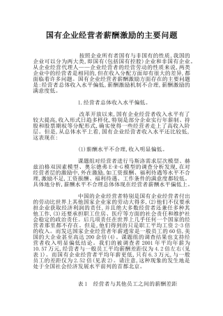 国有企业经营者薪酬激励的问题