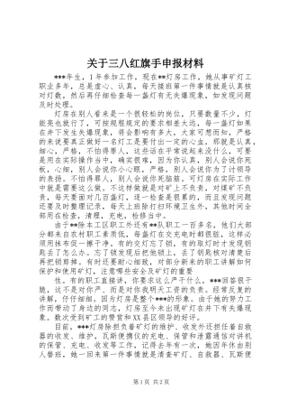 关于三八红旗手申报材料