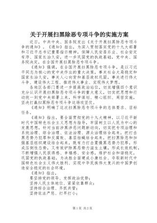 关于开展扫黑除恶专项斗争的实施方案