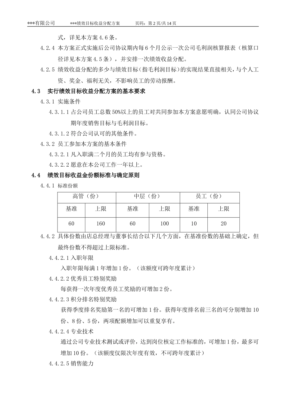 绩效目标收益分配方案与协议书_第2页