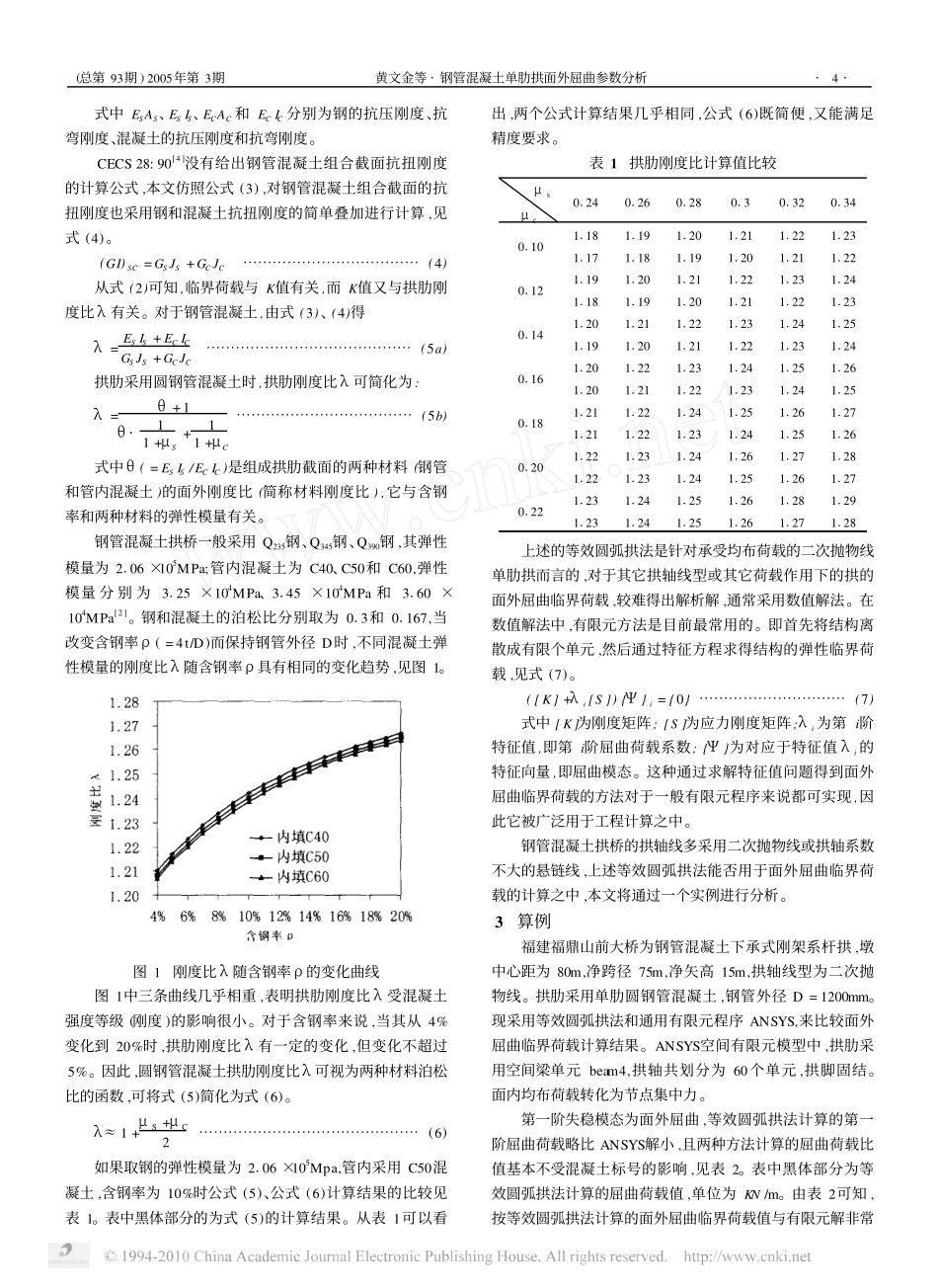 钢管混凝土单肋拱面外屈曲参数分析_第2页