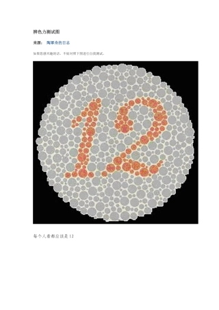 驾驶辨色力测试图