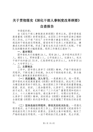 关于贯彻落实《深化干部人事制度改革纲要》自查报告