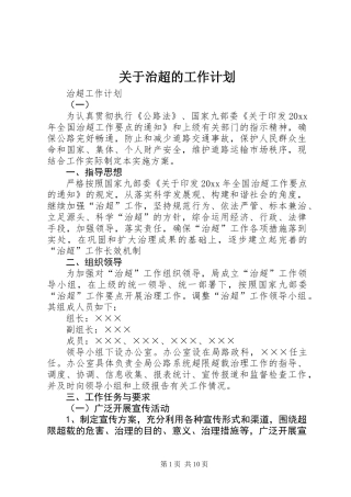 关于治超的工作计划