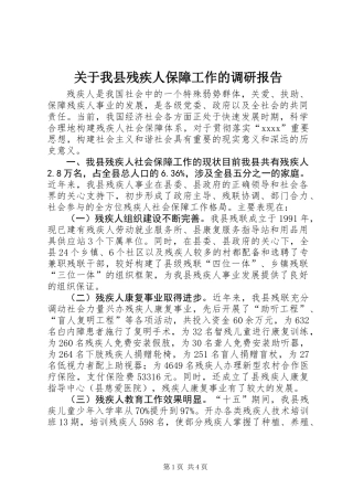 关于我县残疾人保障工作的调研报告 (2)