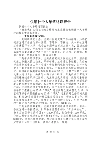 供销社个人年终述职报告