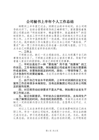 公司秘书上半年个人工作总结 (2)