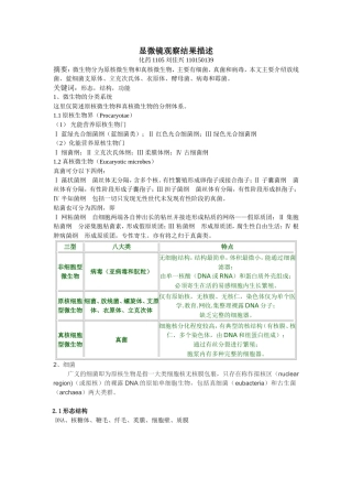 各种微生物的形态结构及功能