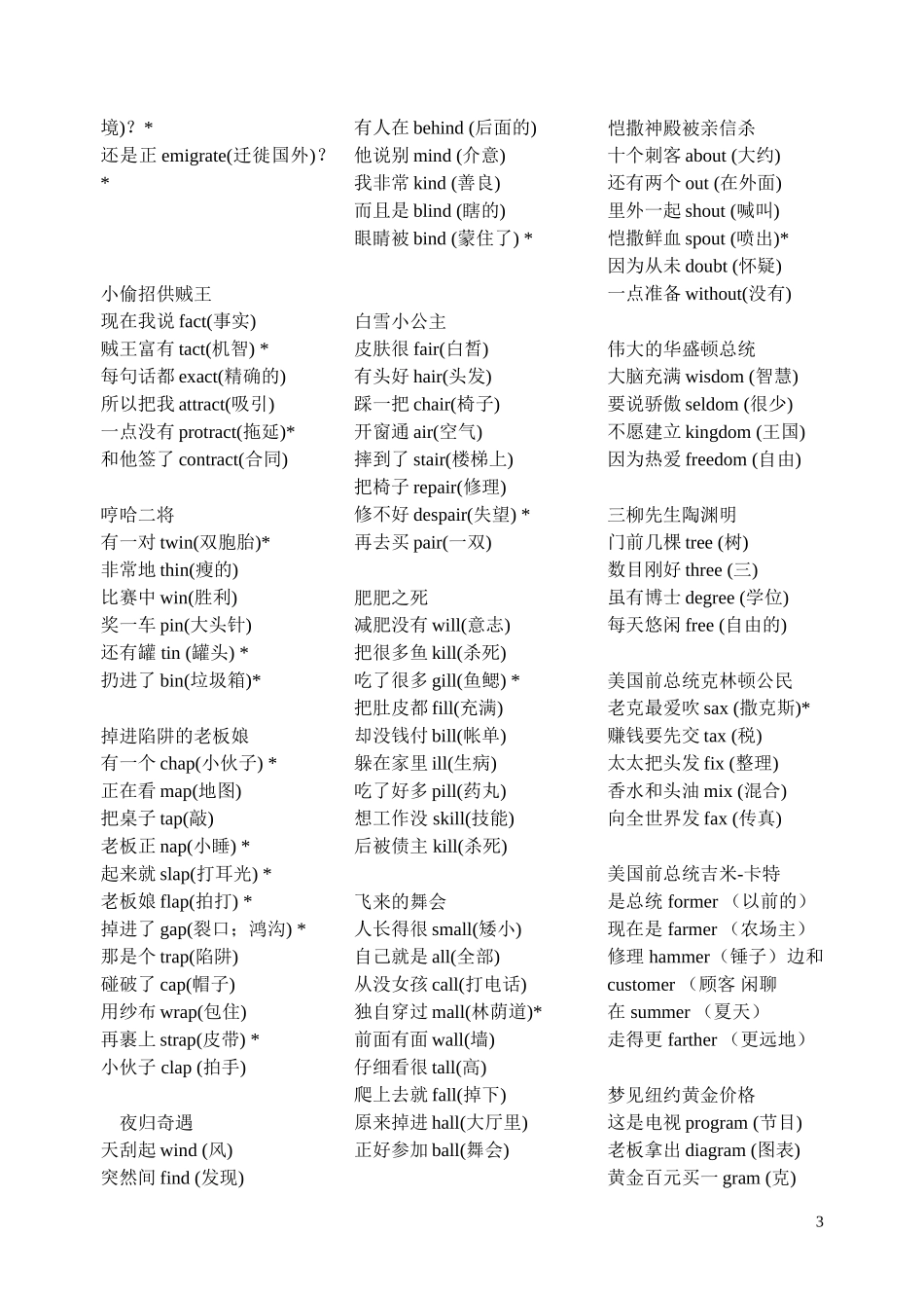 高效趣味巧记高中小学单词_第3页