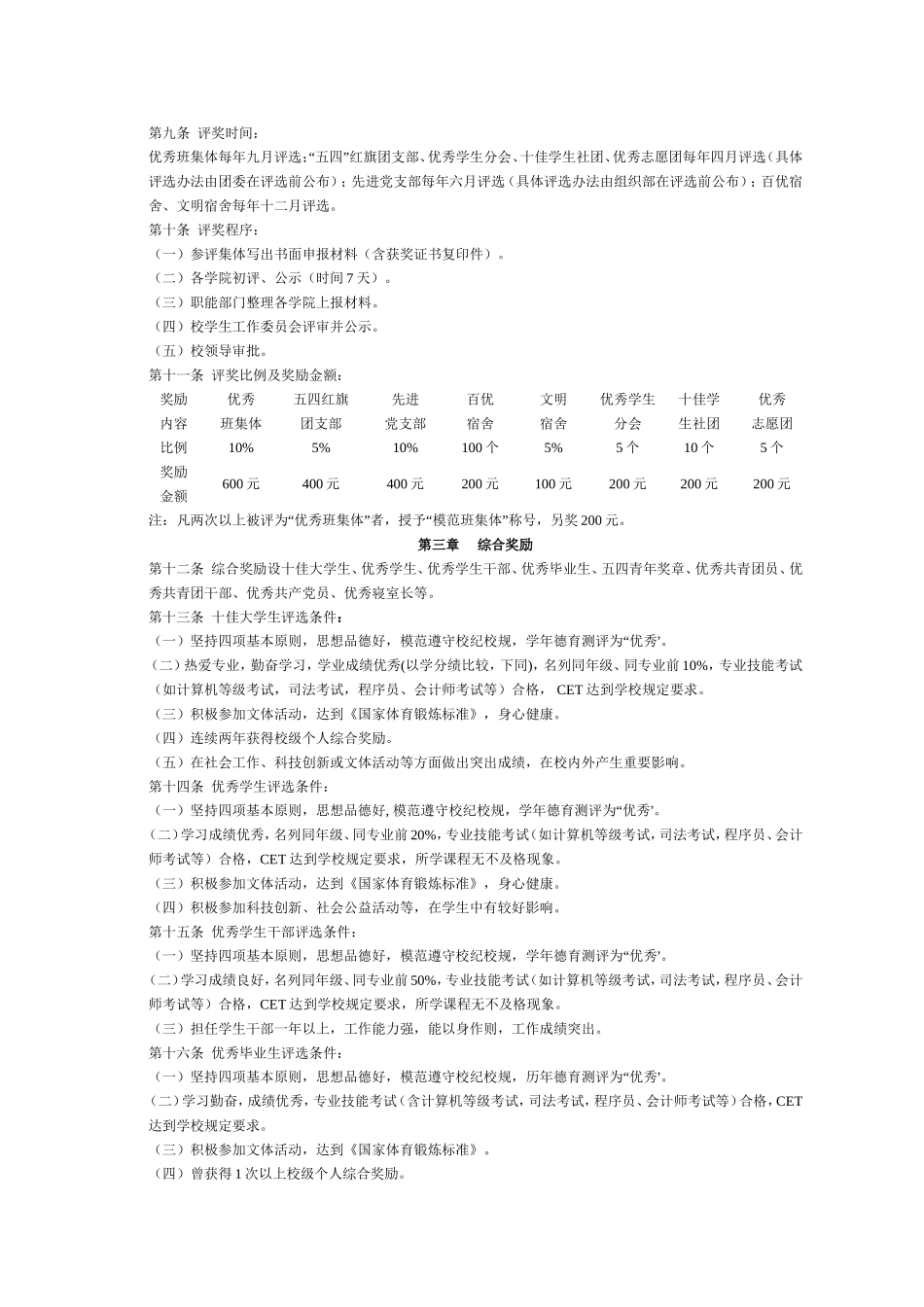 湖南科技大学学生奖励办法(修订)_第2页