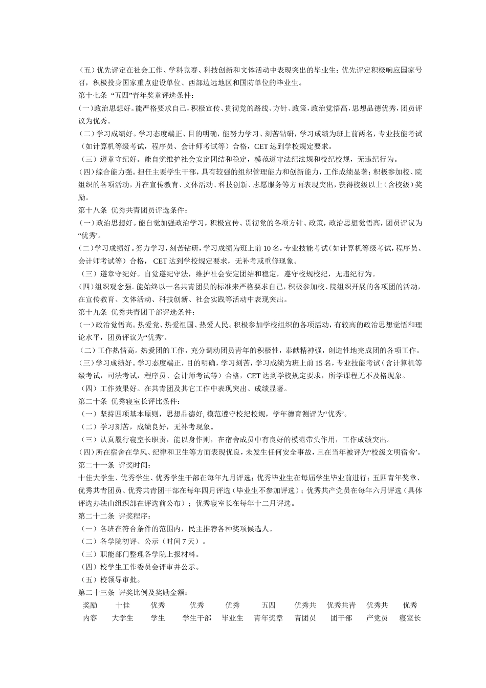 湖南科技大学学生奖励办法(修订)_第3页