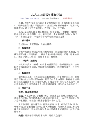 九大上火症状对症食疗法