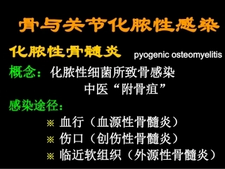 骨与关节化脓性感染 化脓性骨髓炎pyogenic osteomyelitis 概 …