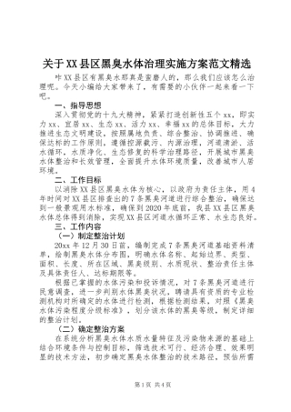 关于XX县区黑臭水体治理实施方案范文精选