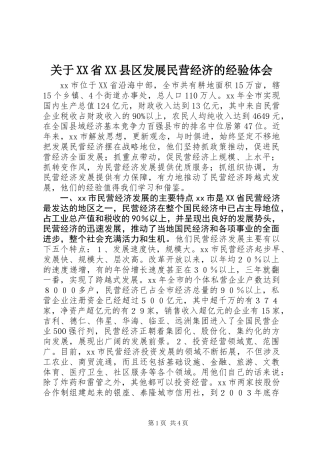 关于XX省XX县区发展民营经济的经验体会 (2)