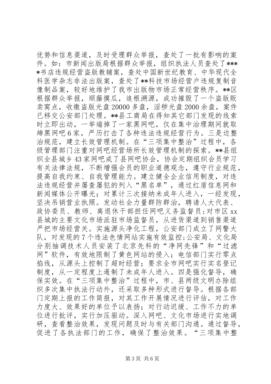 关于对XX市“三项集中整治”活动的调研报告_第3页
