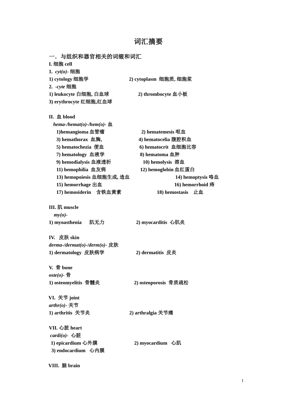 护理专业英语词汇摘要_第1页