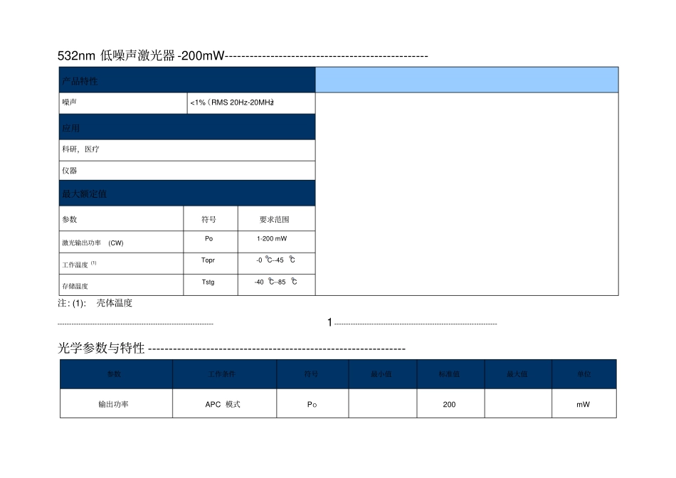 532nm低噪声激光器_第1页