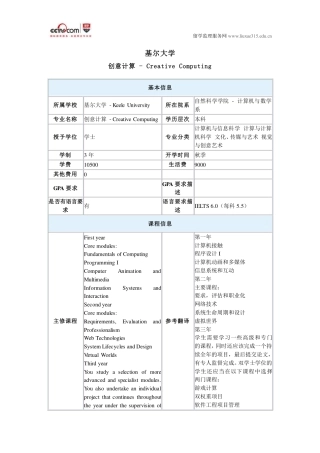 基尔大学创意计算专业本科