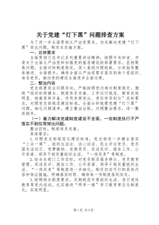 关于党建“灯下黑”问题排查方案
