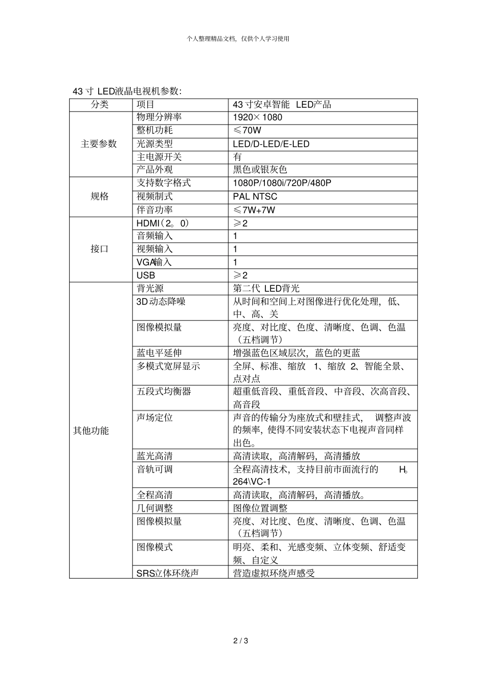 55寸LED液晶电视机参数_第2页