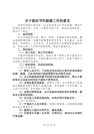 关于做好节约能源工作的意见
