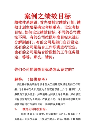 公司绩效目标的设定