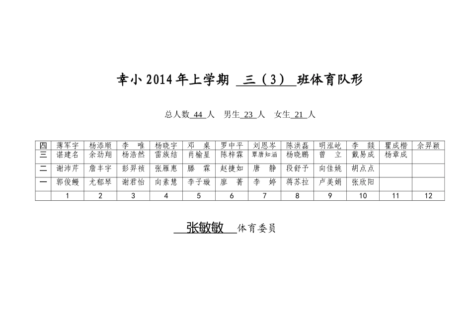 幸福路小学班级体育课队形（表）_第1页