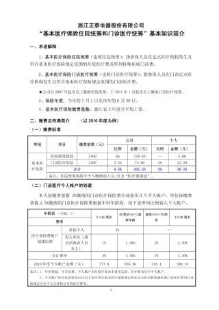 基本医疗保险(住院&门诊)基本知识简介