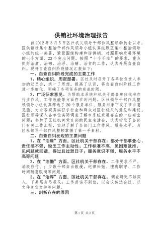 供销社环境治理报告