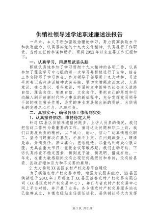 供销社领导述学述职述廉述法报告
