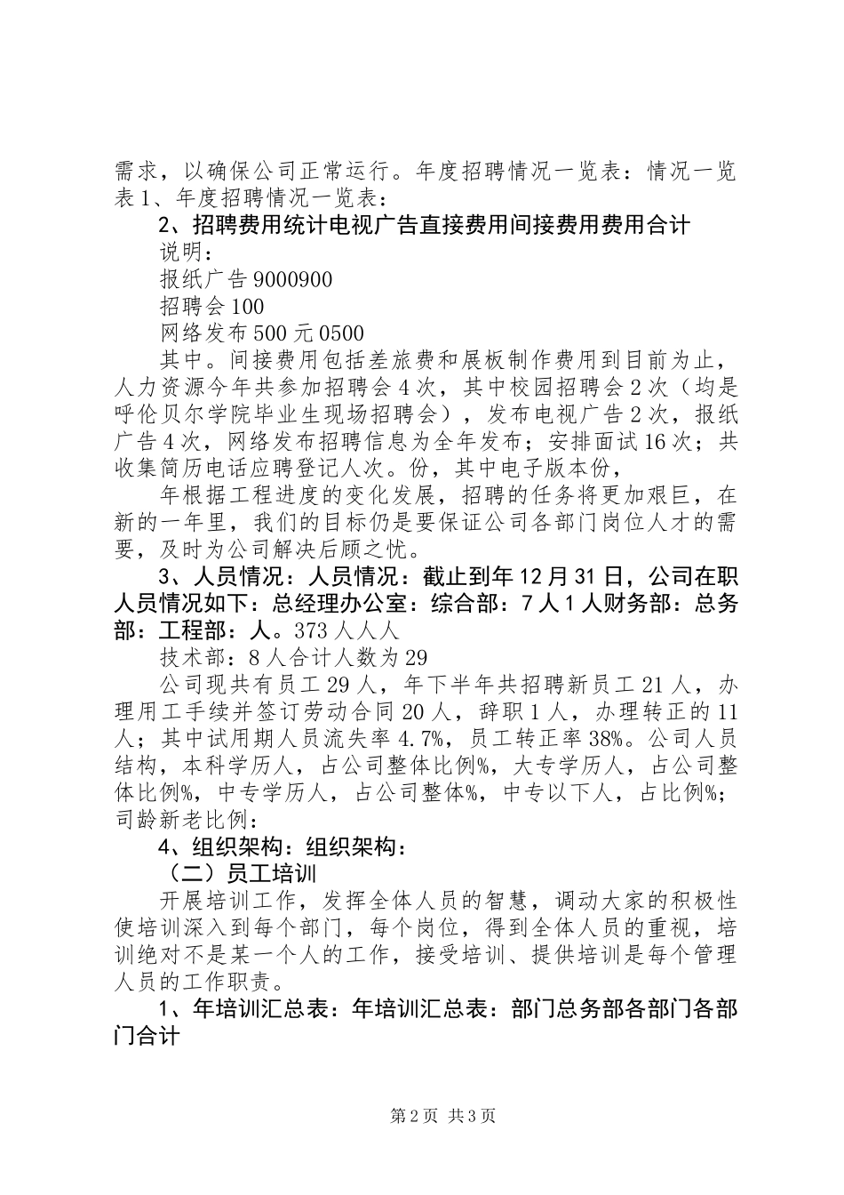 公司人力资源综合部年终工作总结_第2页