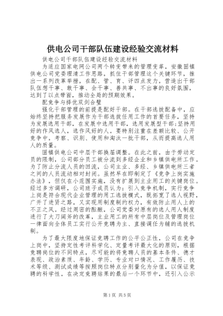 供电公司干部队伍建设经验交流材料_1