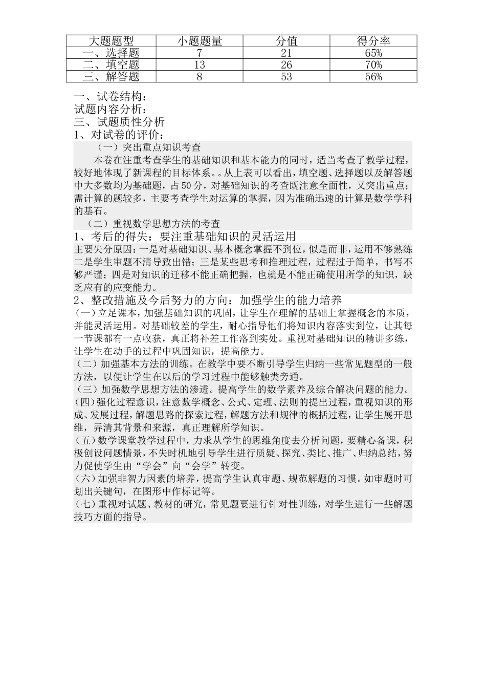 2014-2015八年级数学一期中试卷分析_第3页