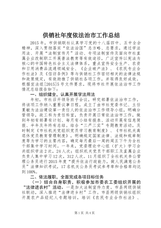 供销社年度依法治市工作总结
