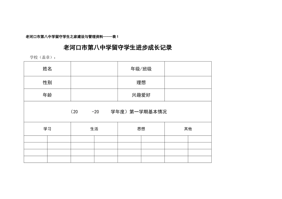 留守学生成长档案_第1页