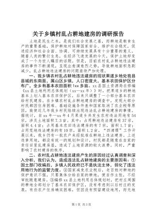 关于乡镇村乱占耕地建房的调研报告 (2)