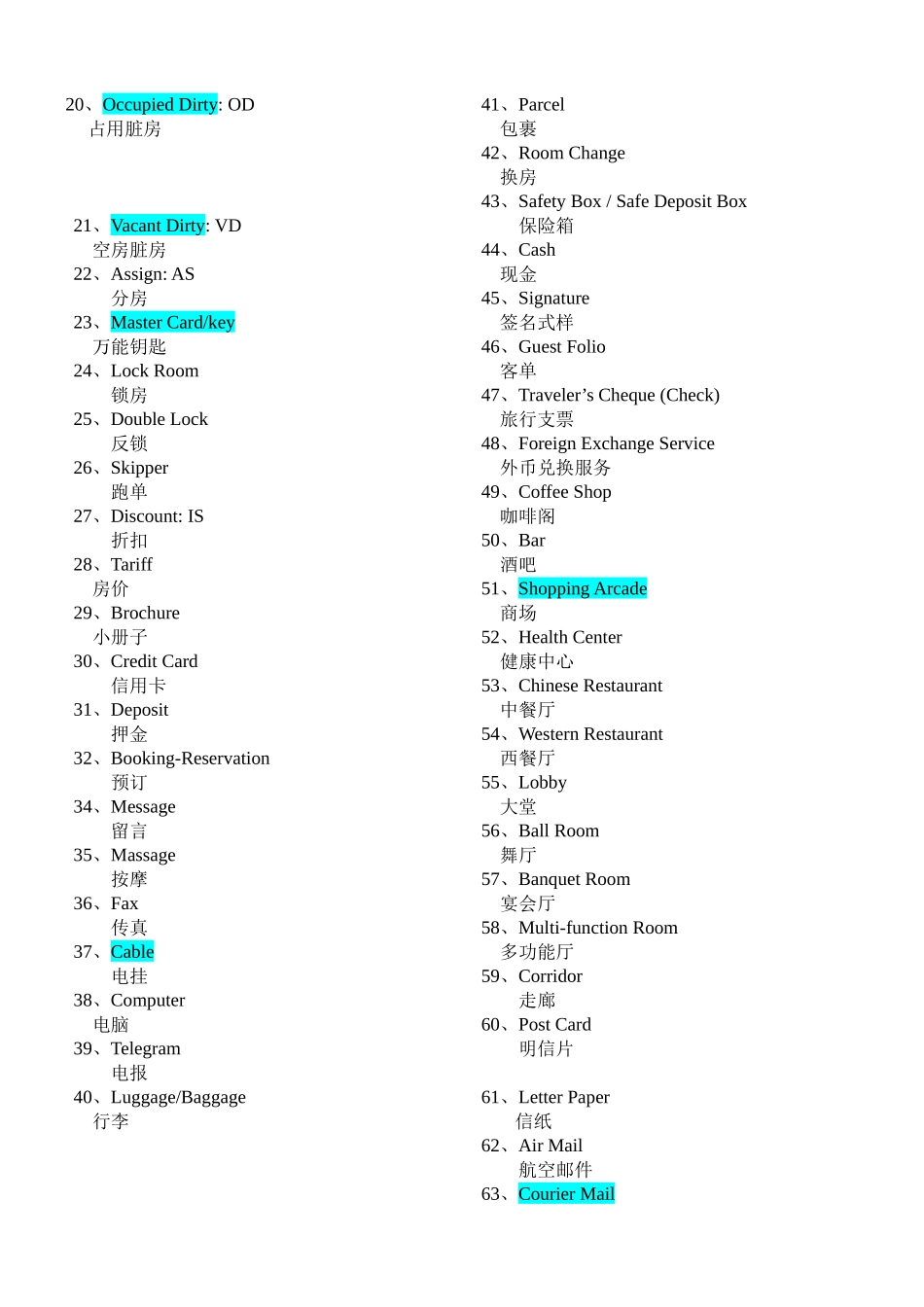 酒店英语术语_第3页