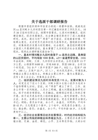关于选派干部调研报告