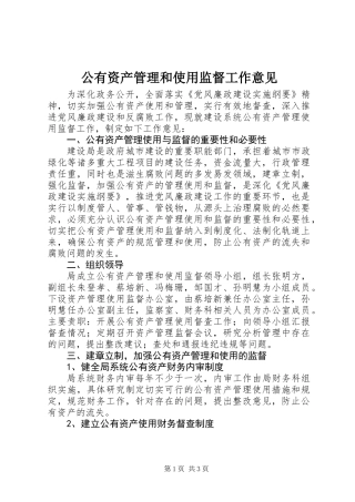 公有资产管理和使用监督工作意见