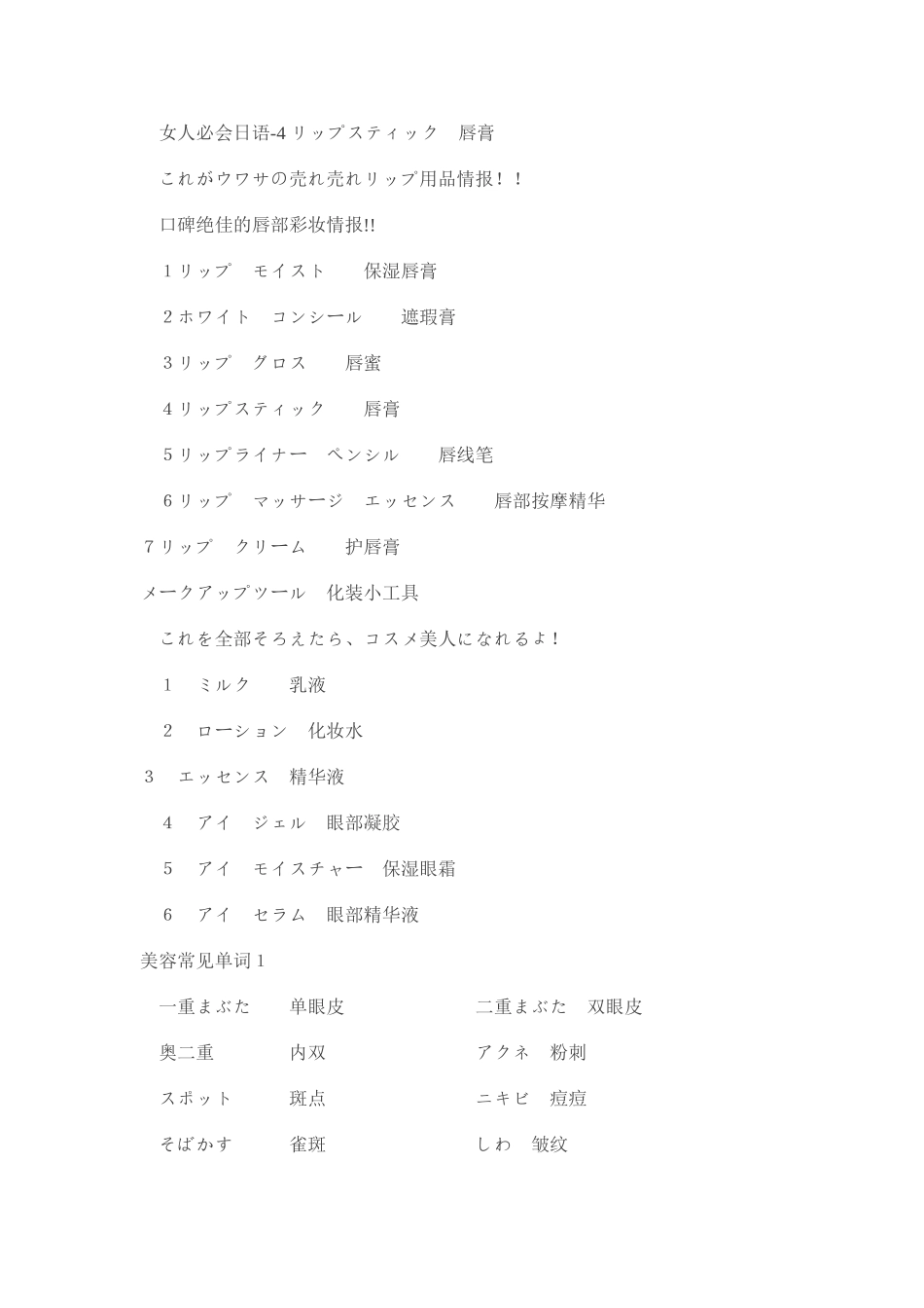 化妆品常用日文_第2页