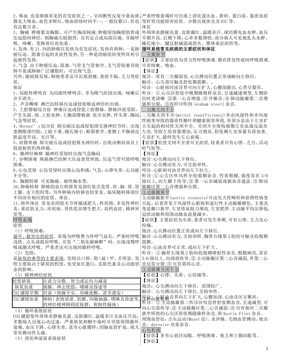 呼吸、循环、腹部常见疾病的主要症状和体征_第3页